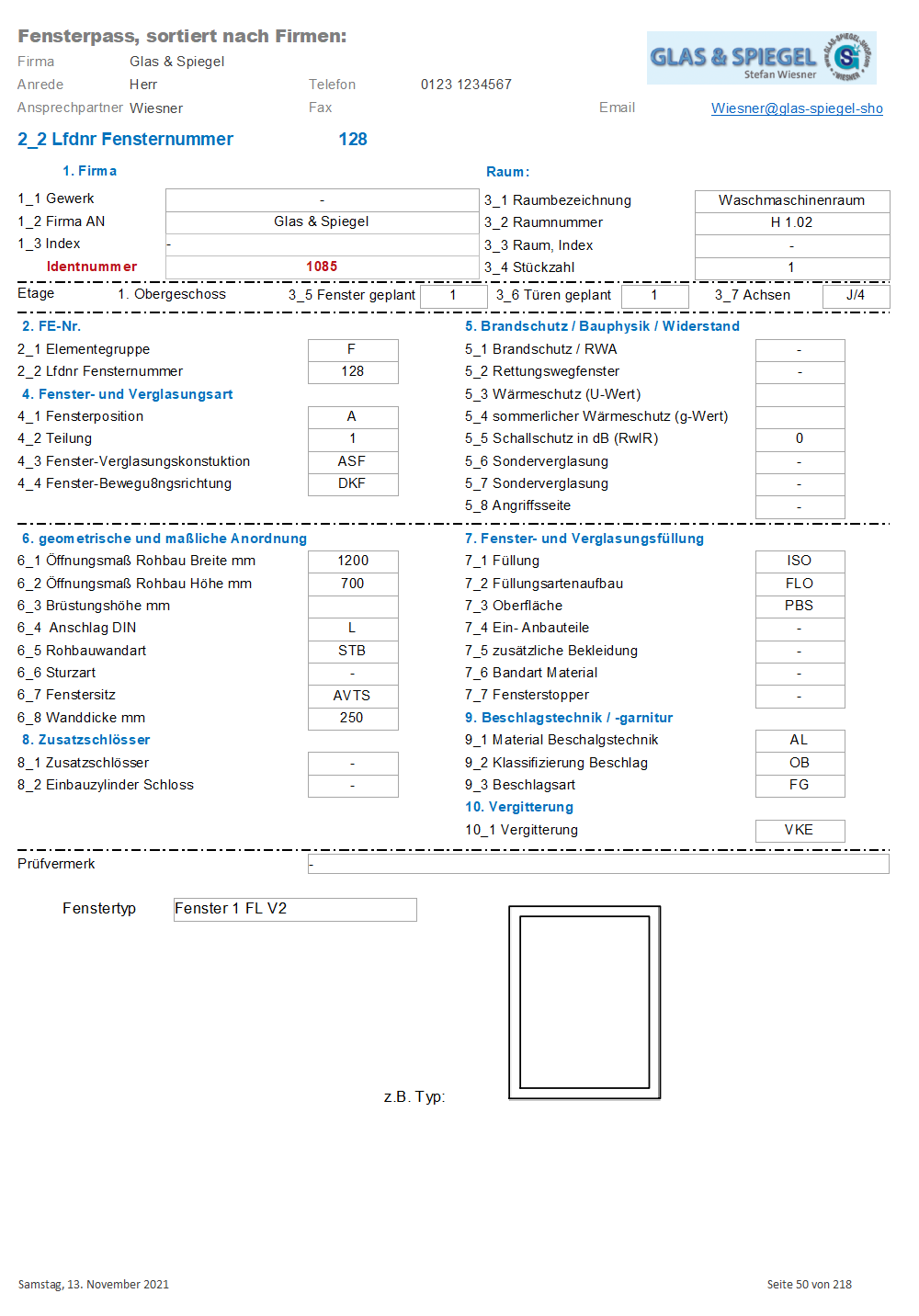 Fensterliste Ausgabe